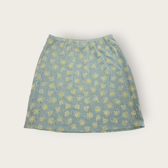 Vintage Y2k Express baby light blue dainty floral elastic waist mini skirt - Picture 2 of 4